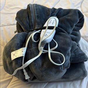 Sharper Image Gray Heated Blanket